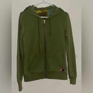 Aviator Nation Army green lightning full zip hoodie EUC very soft. Size XS